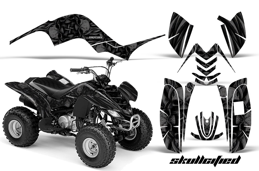 Yamaha Raptor 80 Graphics Kit Skullcified Black